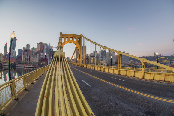 Up on the Roberto Clemente Bridge in Pittsburgh HDR