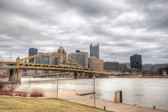 A cloudy Pittsburgh skyline from the North Shore HDR