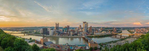 A panorama of Pittsburgh at sunset from Mt. Washington
