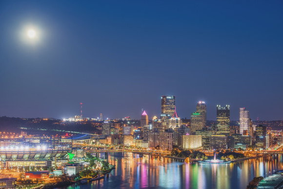 Giant Rubber Duck and a full moon in Pittsburgh