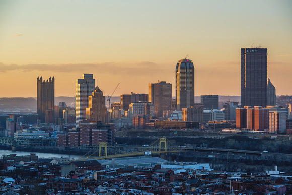 Pittsburgh shines at sunset from the South Side Slopes