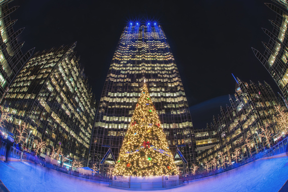 The Christmas tree at PPG Place glows on Light Up Night in Pittsburgh