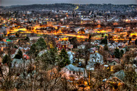 View of Carnegie, PA at night in HDR