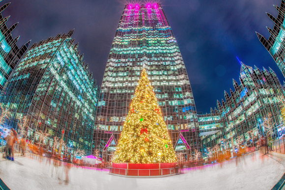 Fisheye view of the tree in PPG Place in Pittsburgh HDR