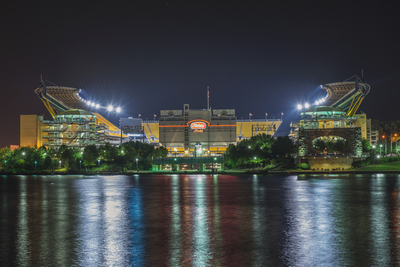 Heinz Field lit up in the morning