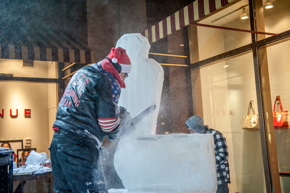 Carving the ice in Pittsburgh on Light Up NIght