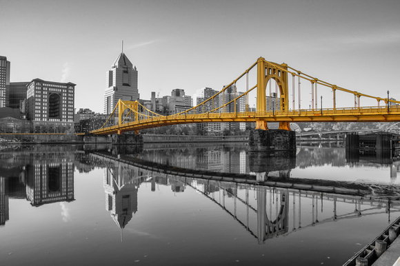 Reflections of the Roberto Clemente Bridge in Pittsburgh HDR B&W