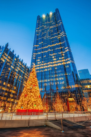 PPG Place and the Christmas tree at the blue hour HDR