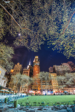 The moon shines bright in Bryant Park