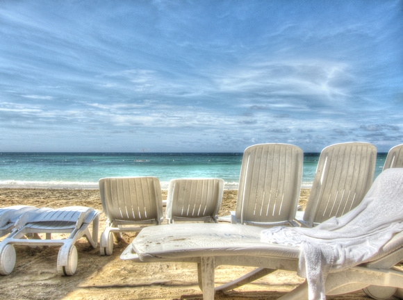 Beach chairs in Jamaica HDR