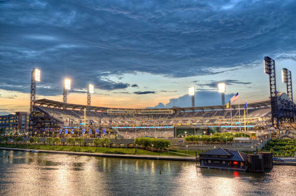 Lit up PNC Park during a Pirates' game HDR