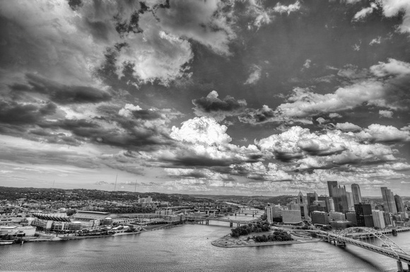 Pittsburgh skyline from the Duquesne Incline B&W HDR