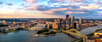 Panorama of a beautiful summer sunset in Pittsburgh