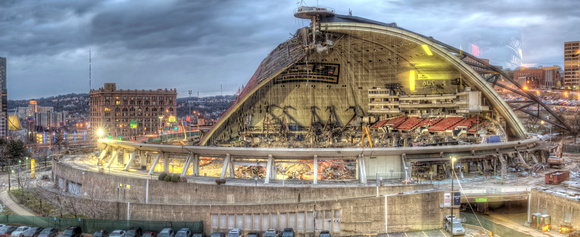 Civic Arena demolition panorama in HDR