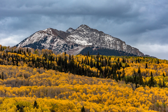 Chair Mountain rises above the fall colors on McClure Pass in Colorado