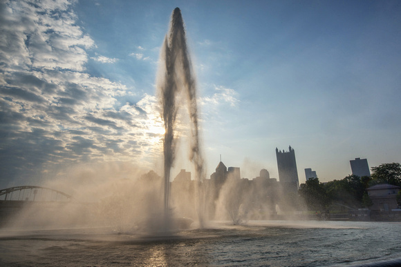 A morning view of the fountain at  Point State Park in Pittsburgh