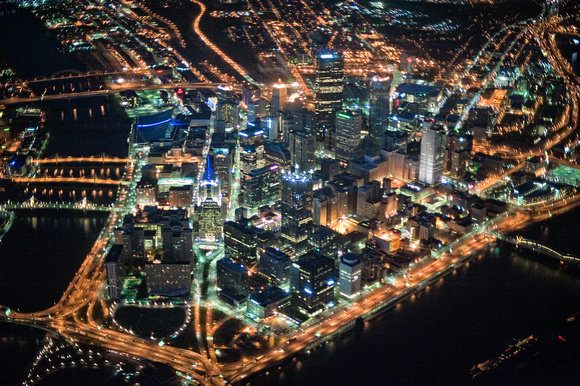 Pittsburgh from above at night