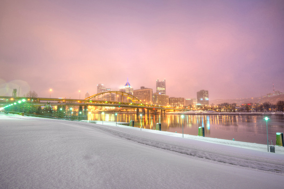 Pittsburgh during a snow storm HDR