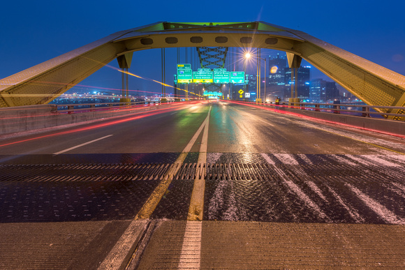 Light trails on the Ft. Pitt Bridge in Pittsburgh