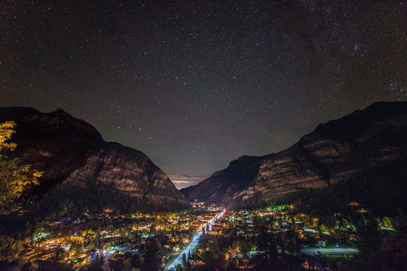 Stars over the old mining town of Ouray, Colorado