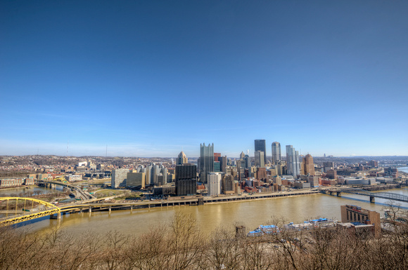 A beautiful blue sky over Pittsburgh from Mt. Washington HDR