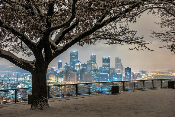 West End Overlook on a snowy morning in Pittsburgh