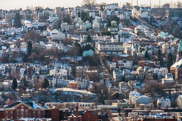 The South Side Slopes in the snow in Pittsburgh
