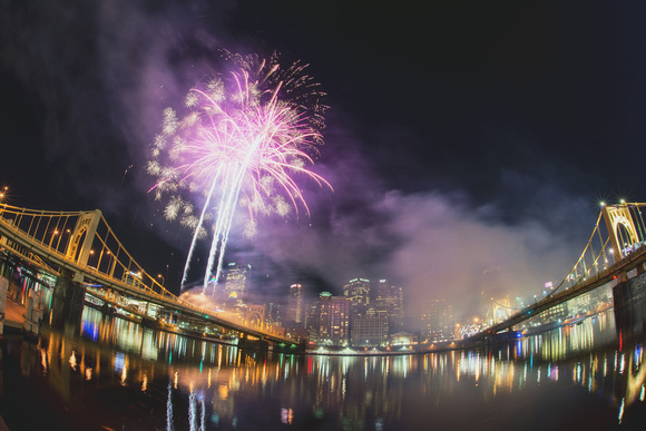 Fireworks display for Light Up Night in Pittsburgh