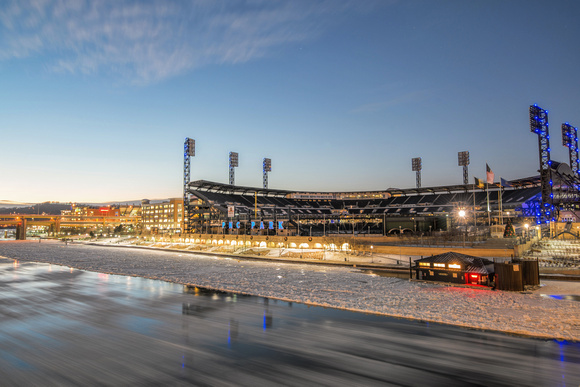 Ice flows on the Allegheny River near PNC Park in Pittsburgh