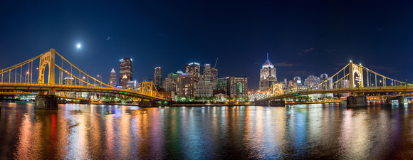 Panorama of the supermoon over the North Shore of Pittsburgh