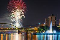 Fireworks and the fountain in Pittsburgh
