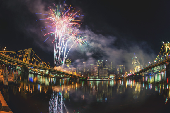 Colorful display of fireworks in Pittsburgh for Light Up Night