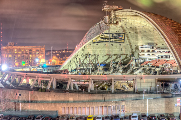 Civic Arena deconstruction at night HDR