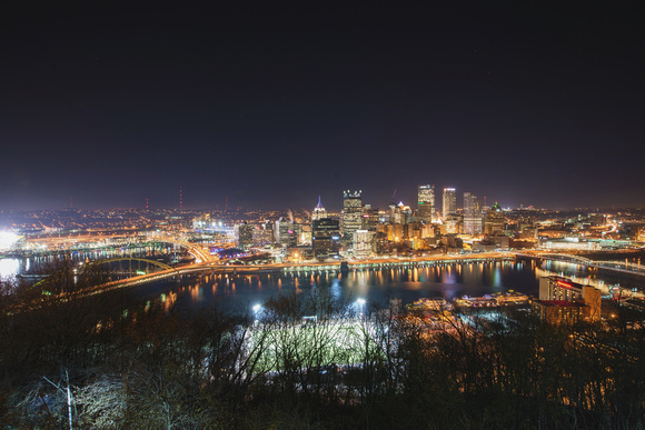 The Pittsburgh skyline after Light Up NIght 2014