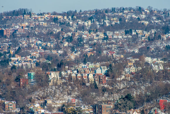 North Side houses of Pittsburgh in the snow