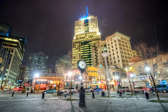 The Highmark Building in Pittsburgh shines in the night