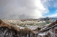 Snow squall heading into the city of Pittsburgh