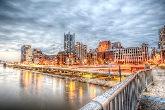 Pittsburgh skyline from the Smithfield St. Bridge HDR