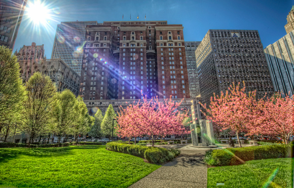 Colorful sunflare in PIttsburgh HDR
