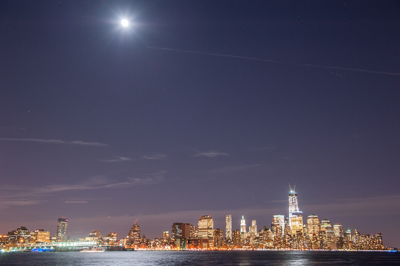 New World Trade Center and moon in New York City