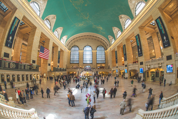 Fisheye view of Grand Central Terminal in New York City