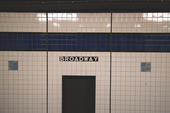 Broadway sign in the subway in  New York City