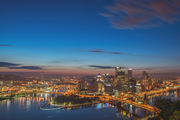 A predawn view of Pittsburgh from Mt. Washington
