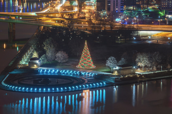 Point State Park and the Christmas tree in Pittsburgh