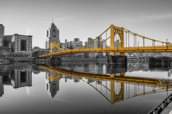 Reflections of the Roberto Clemente Bridge in Pittsburgh HDR B&W SC