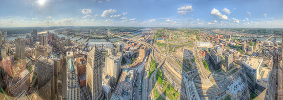 Panorama from the 58th floor of the Steel Building in Pittsburgh HDR