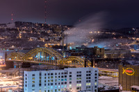 View of the Strip District and 16th Street Bridge in Pittsburgh