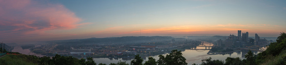 Pinka and red sky panorama of Pittsburgh from Mt. Washington