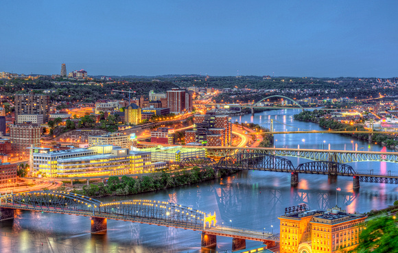Up the Monongahela in PIttsburgh at night HDR