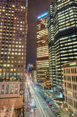 Down Liberty Avenue in Pittsburgh at night HDR